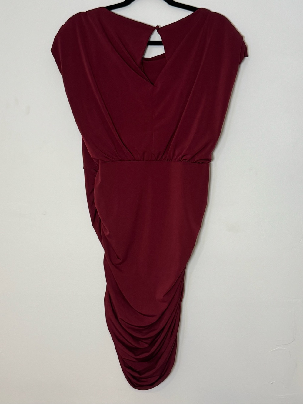 Torrid Burgundy Ruched Bodycon Dress Cocktail Studio Knit Size 00 NWT - Picture 3 of 7